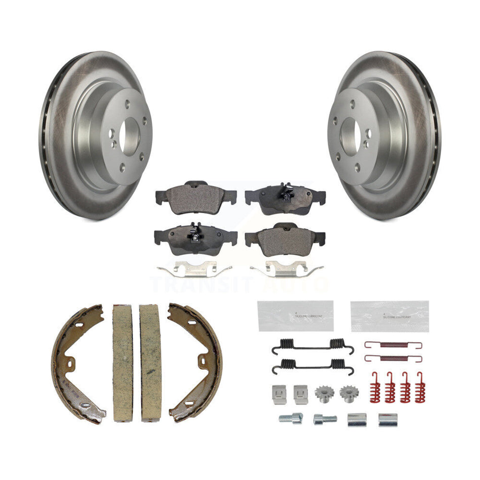 Rear Disc Coated Rotors Semi-Metallic Pads Parking Shoes & Hardware Kit For Mercedes-Benz KGF-103737