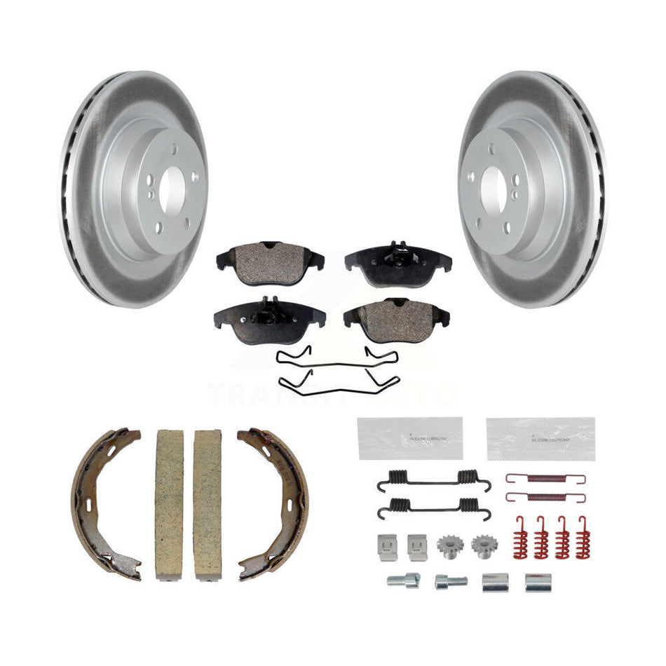 Rear Disc Coated Rotors Semi-Metallic Pads Parking Brake Shoes And Hardware Kit For KGF-103738