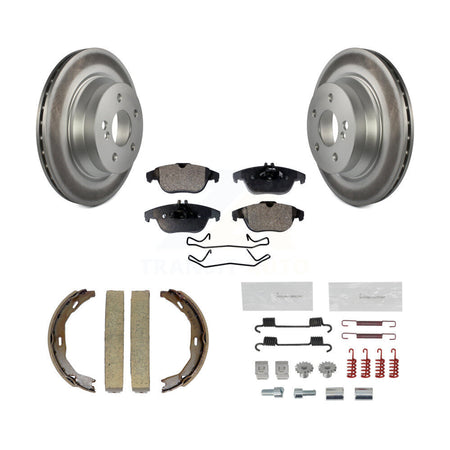 Rear Disc Coated Rotors Semi-Metallic Pads Parking Shoes & Hardware Kit For Mercedes-Benz KGF-103741
