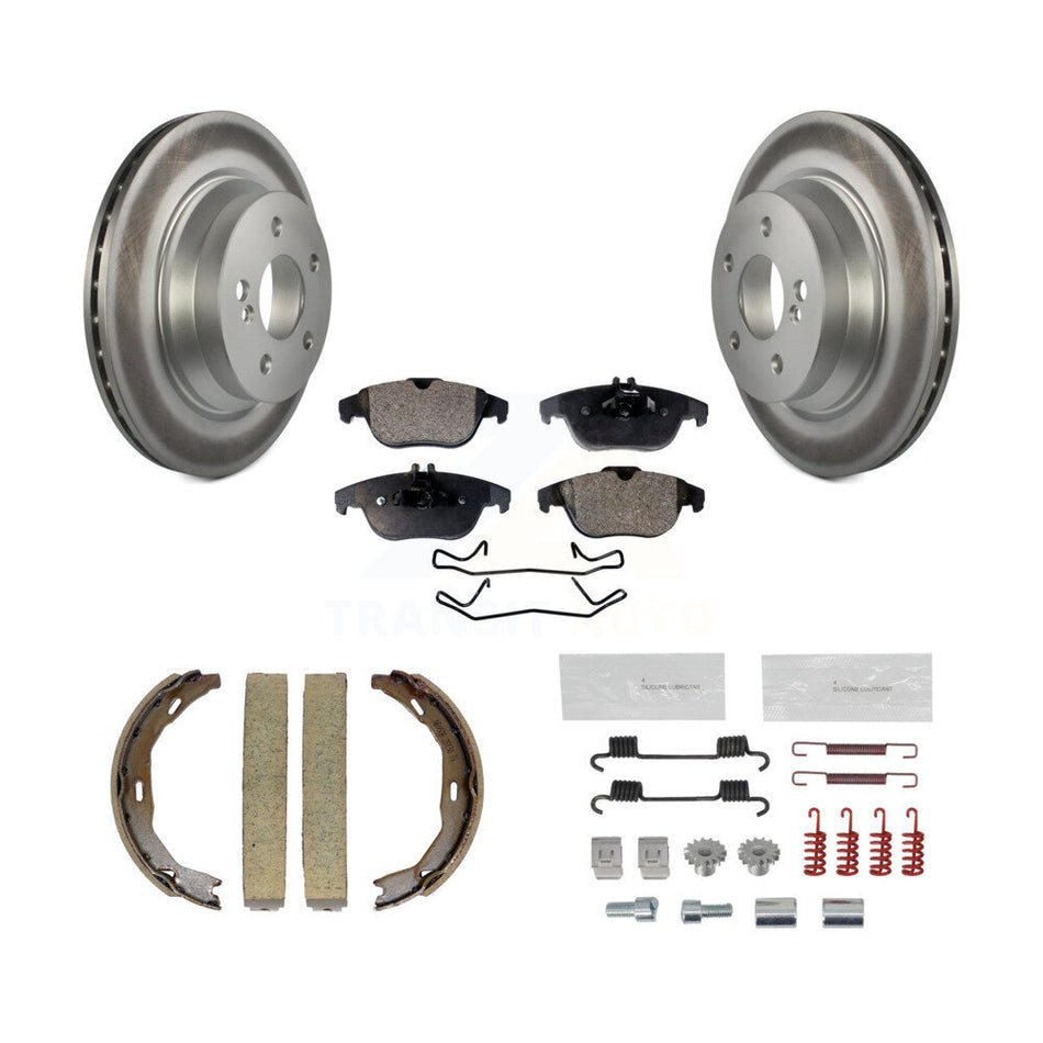 Rear Disc Coated Rotors Semi-Metallic Pads Parking Shoes & Hardware Kit For Mercedes-Benz KGF-103741