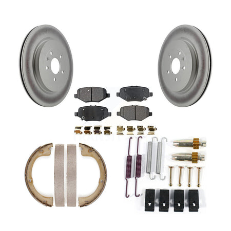 Rear Disc Coated Rotors Semi-Metallic Pads Parking Shoes And Hardware Kit For Lincoln MKT KGF-103744