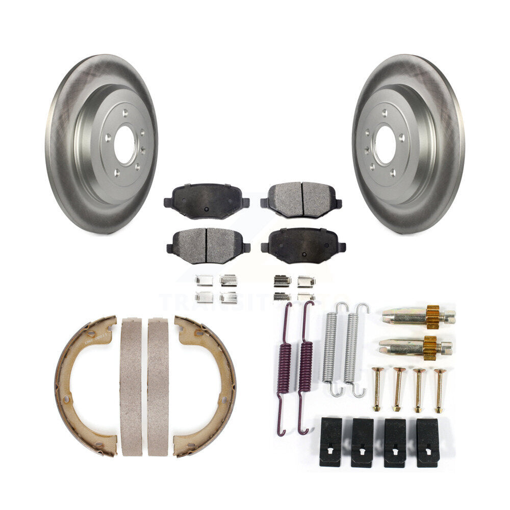 Rear Disc Coated Rotors Semi-Metallic Pads Parking Shoes And Hardware Kit For Lincoln MKT KGF-103746