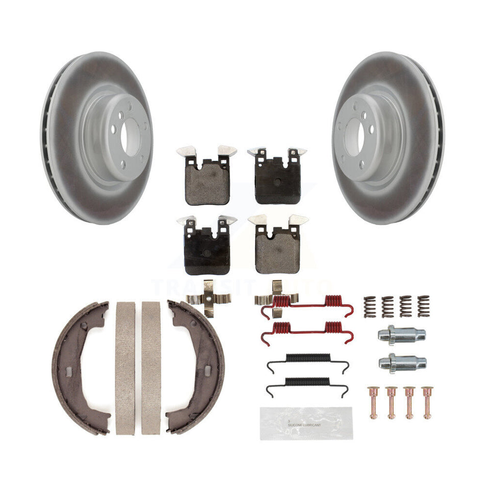 Rear Disc Coated Rotors Semi-Metallic Pads Parking Shoes Hardware Kit For BMW 230i xDrive KGF-103756