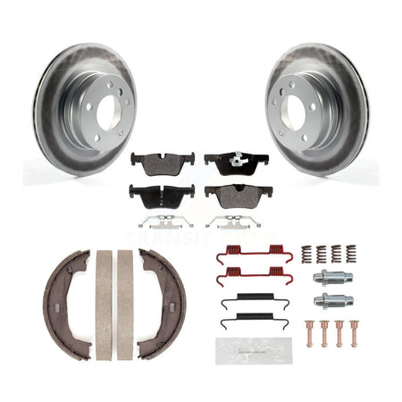 Rear Disc Coated Rotors Semi-Metallic Pads Parking Shoes Hardware Kit For BMW 230i xDrive KGF-103758