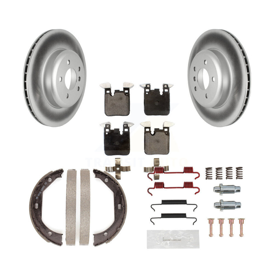 Rear Disc Coated Rotors Semi-Metallic Pads Parking Shoes Hardware Kit For BMW 428i xDrive KGF-103759