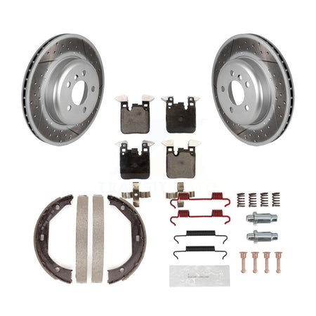 Rear Disc Coated Rotors Semi-Metallic Pads Parking Shoes Hardware Kit For BMW 428i xDrive KGF-103761