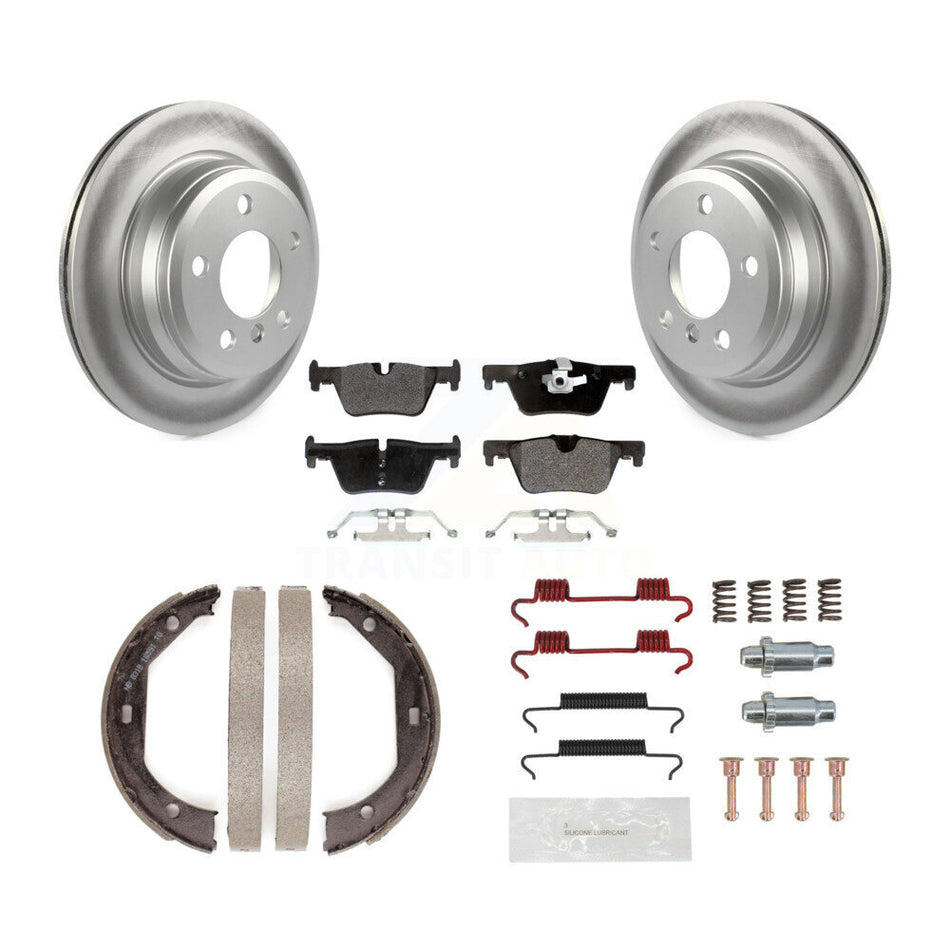 Rear Disc Coated Rotors Semi-Metallic Pads Parking Shoes Hardware Kit For BMW 428i xDrive KGF-103763