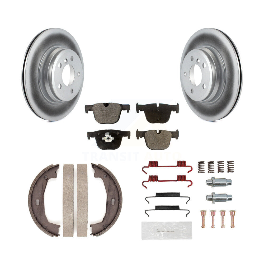 Rear Disc Coated Rotors Semi-Metallic Pads Parking Shoes Hardware Kit For BMW 428i xDrive KGF-103775