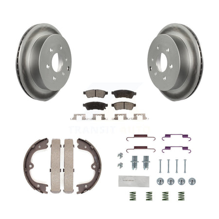Rear Disc Coated Rotors Semi-Metallic Pads Parking Shoes Hardware Kit For Nissan Frontier KGF-103798