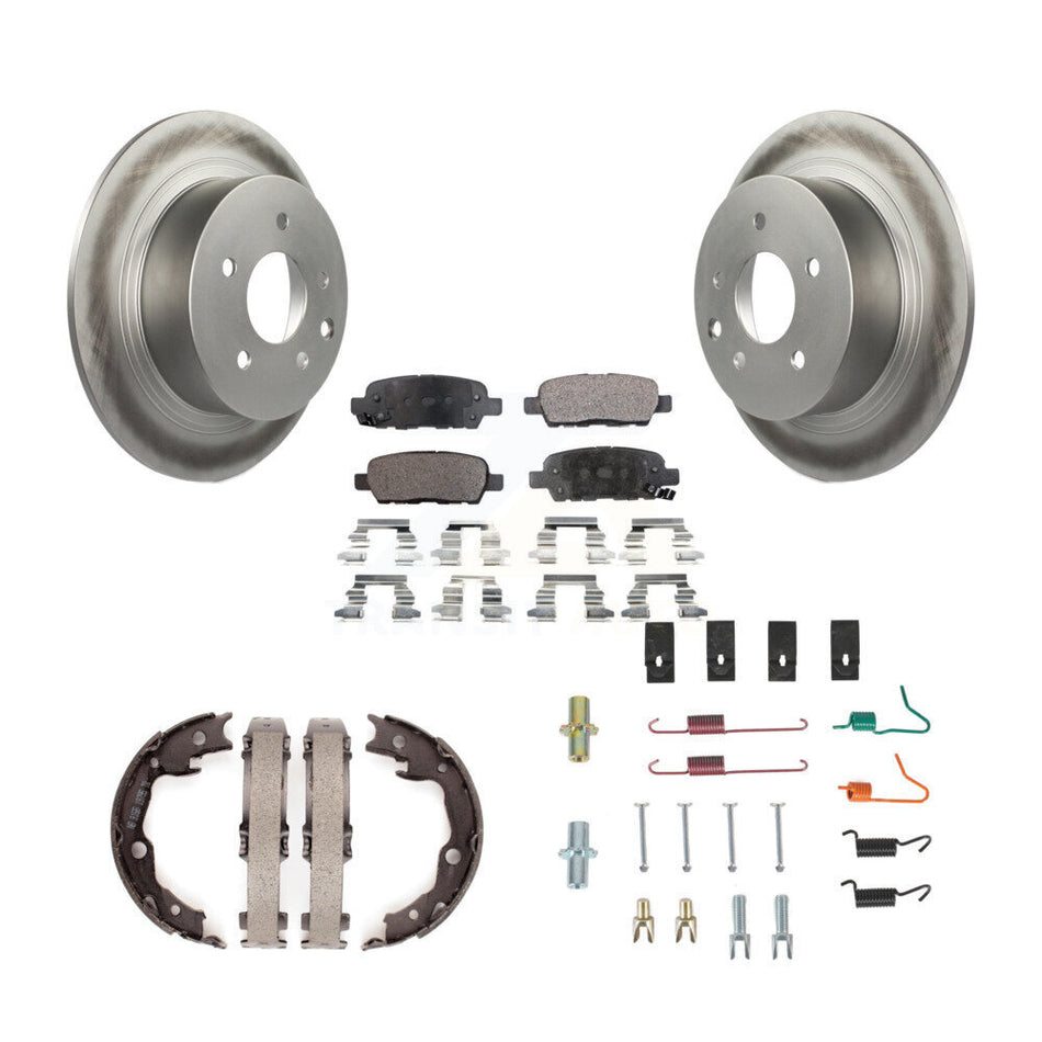 Rear Disc Coated Rotors Semi-Metallic Pads Parking Shoes & Hardware Kit For Nissan Sentra KGF-103802