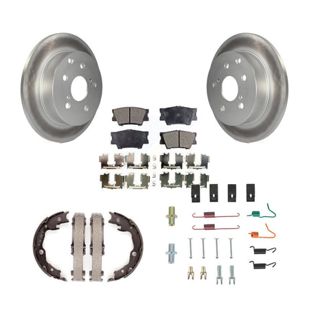Rear Disc Coated Rotors Semi-Metallic Pads Parking Shoes And Hardware Kit For Toyota RAV4 KGF-103804