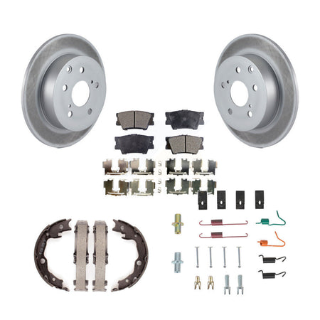 Rear Disc Coated Rotors Semi-Metallic Pads Parking Shoes & Hardware Kit For Toyota Matrix KGF-103805