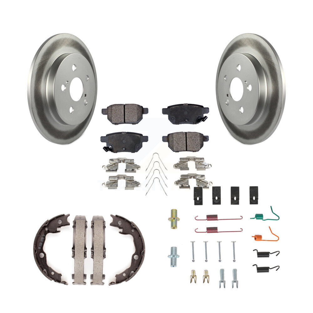 Rear Disc Coated Rotors Semi-Metallic Pads Parking Shoes & Hardware Kit For Toyota Matrix KGF-103806