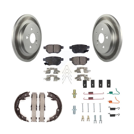 Rear Disc Coated Rotors Semi-Metallic Pads Parking Shoes & Hardware Kit For Toyota Matrix KGF-103806