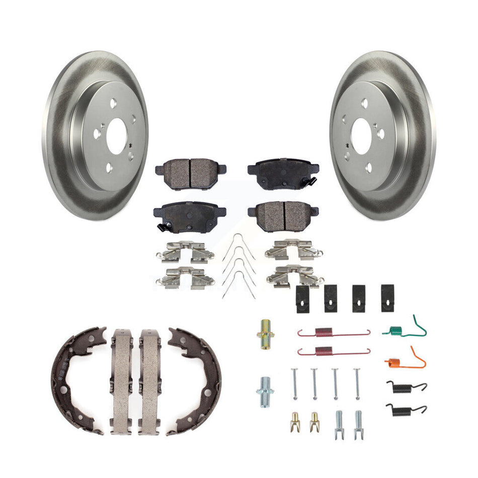 Rear Disc Coated Rotors Semi-Metallic Pads Parking Shoes & Hardware Kit For Toyota Matrix KGF-103806