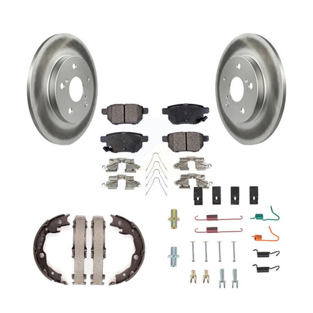 Rear Disc Coated Rotors Semi-Metallic Pads Parking Shoes & Hardware Kit For Toyota Matrix KGF-103807