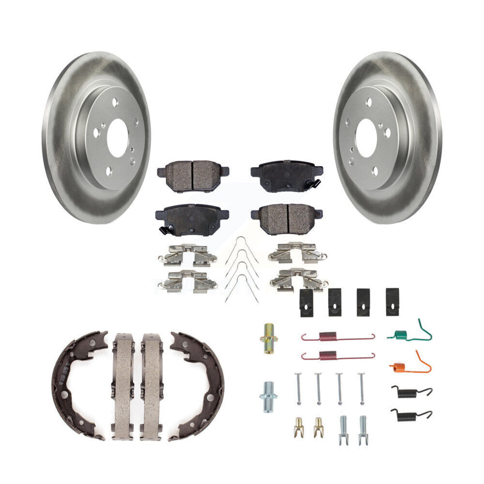 Rear Disc Coated Rotors Semi-Metallic Pads Parking Shoes & Hardware Kit For Toyota Matrix KGF-103807