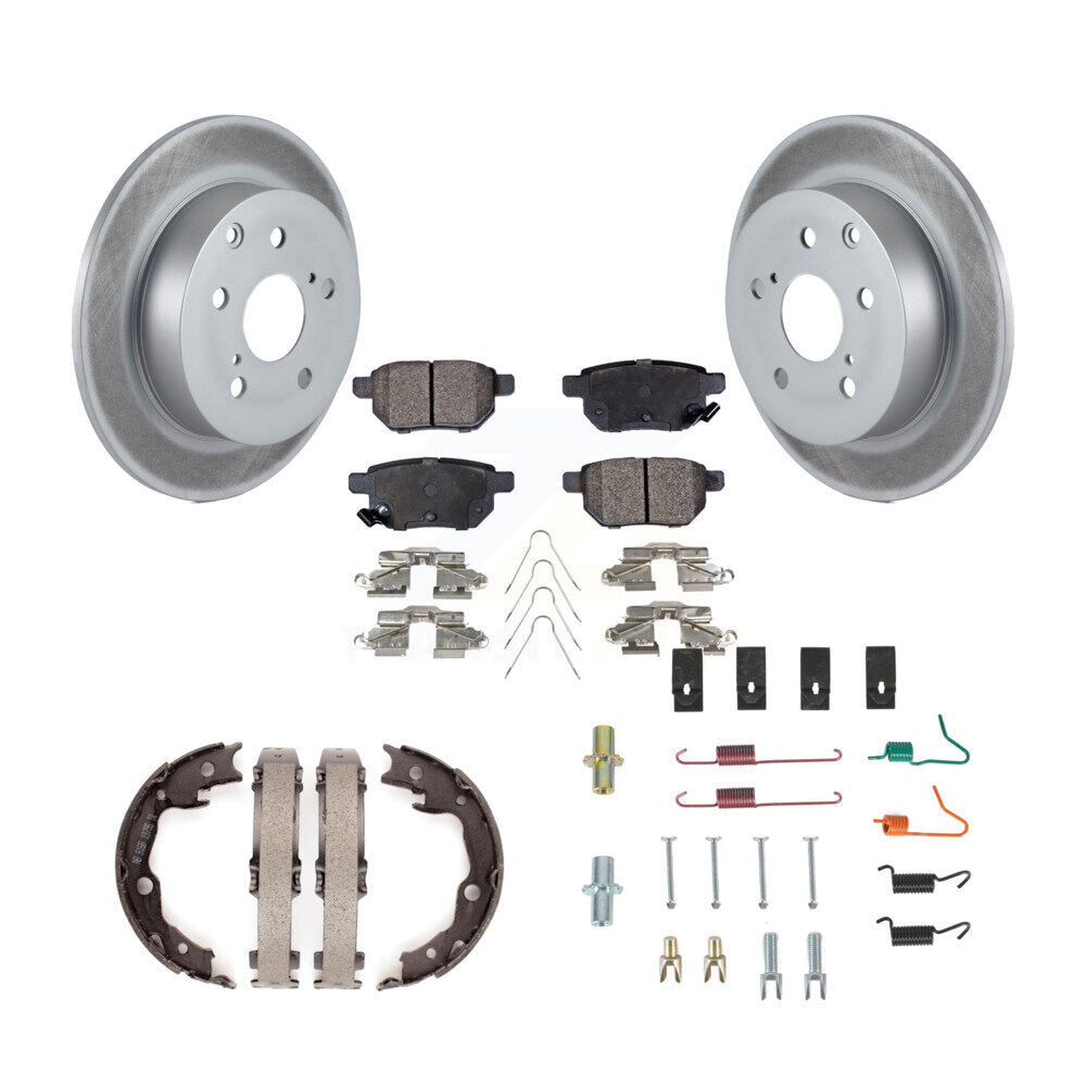Rear Disc Coated Rotors Semi-Metallic Pads Parking Shoes & Hardware Kit For Toyota Matrix KGF-103809