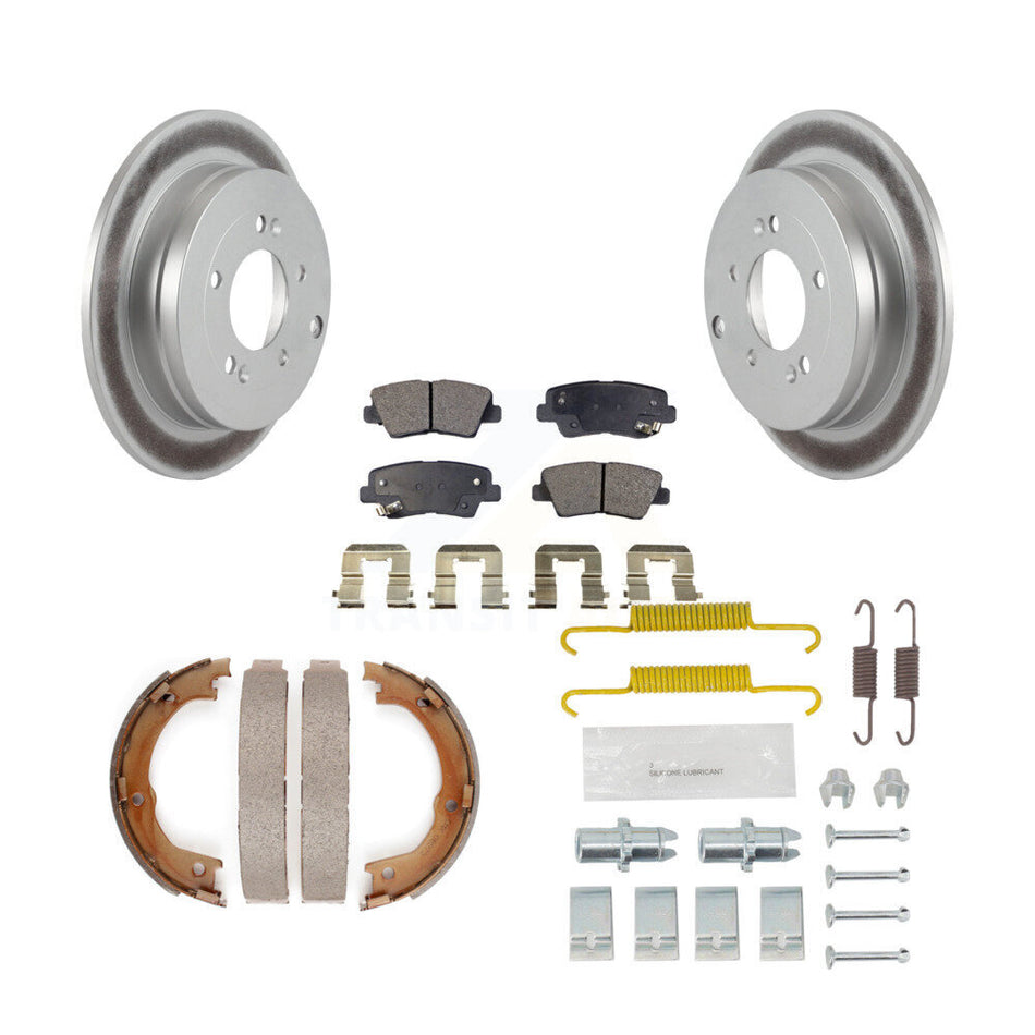 Rear Disc Coated Rotors Semi-Metallic Pads Parking Shoes And Hardware Kit For Kia Amanti KGF-103811