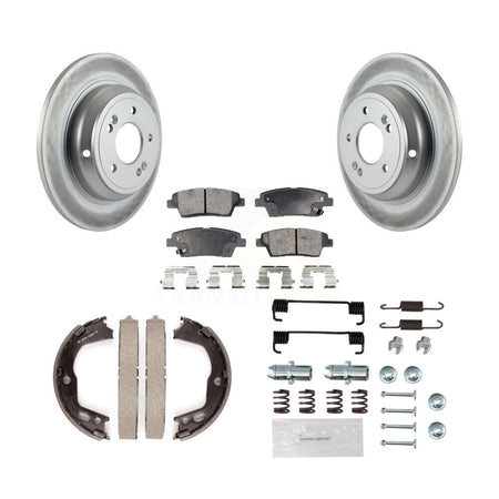 Rear Disc Coated Rotors Semi-Metallic Pads Parking Shoes Hardware Kit For Hyundai Genesis KGF-103812