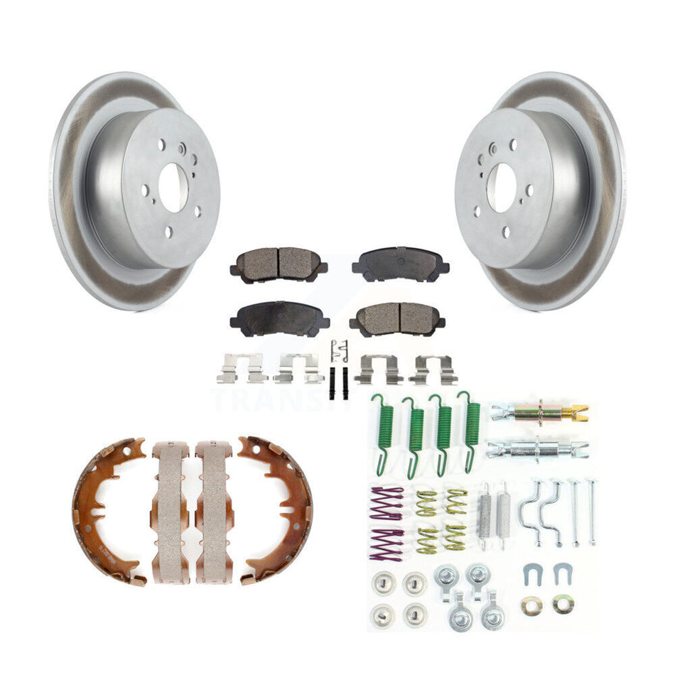 Rear Disc Coated Rotors Semi-Metallic Pads Parking Brake Shoes And Hardware Kit For KGF-103816