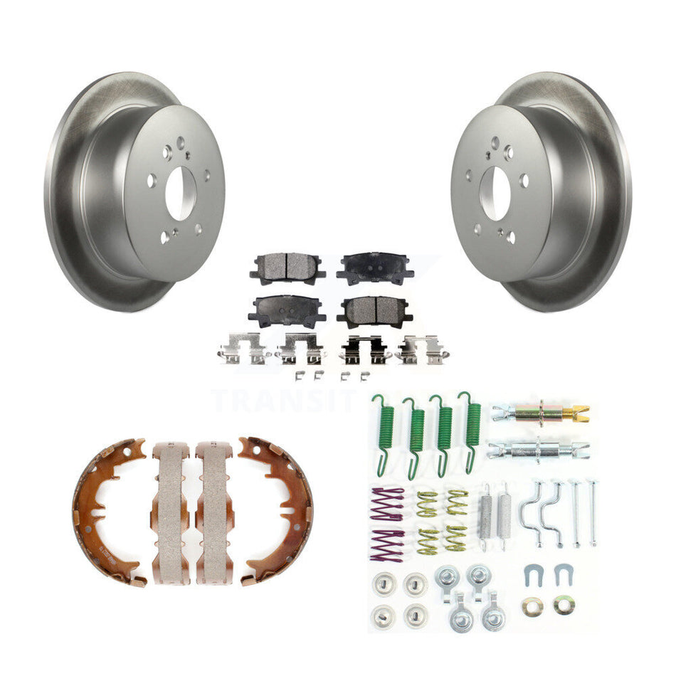 Rear Disc Coated Rotors Semi-Metallic Pads Parking Shoes And Hardware Kit For Lexus RX350 KGF-103819