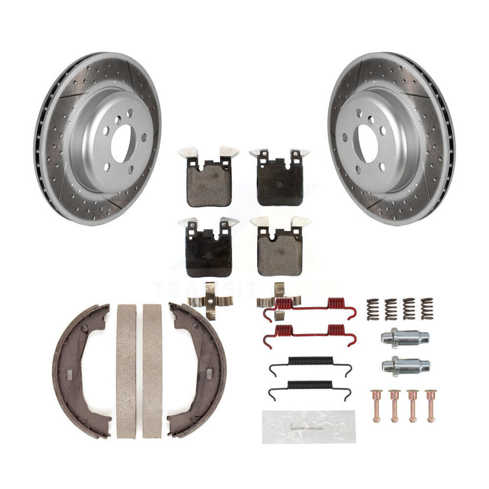 Rear Disc Coated Rotors Semi-Metallic Pads Parking Shoes Hardware Kit For BMW 428i xDrive KGF-103825