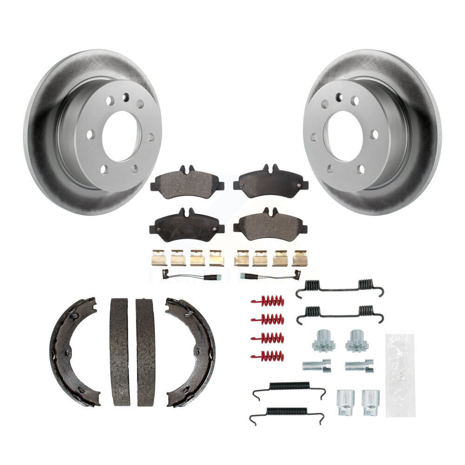 Rear Disc Coated Rotors Semi-Metallic Pads Parking Shoes & Hardware Kit For Sprinter 2500 KGF-103827