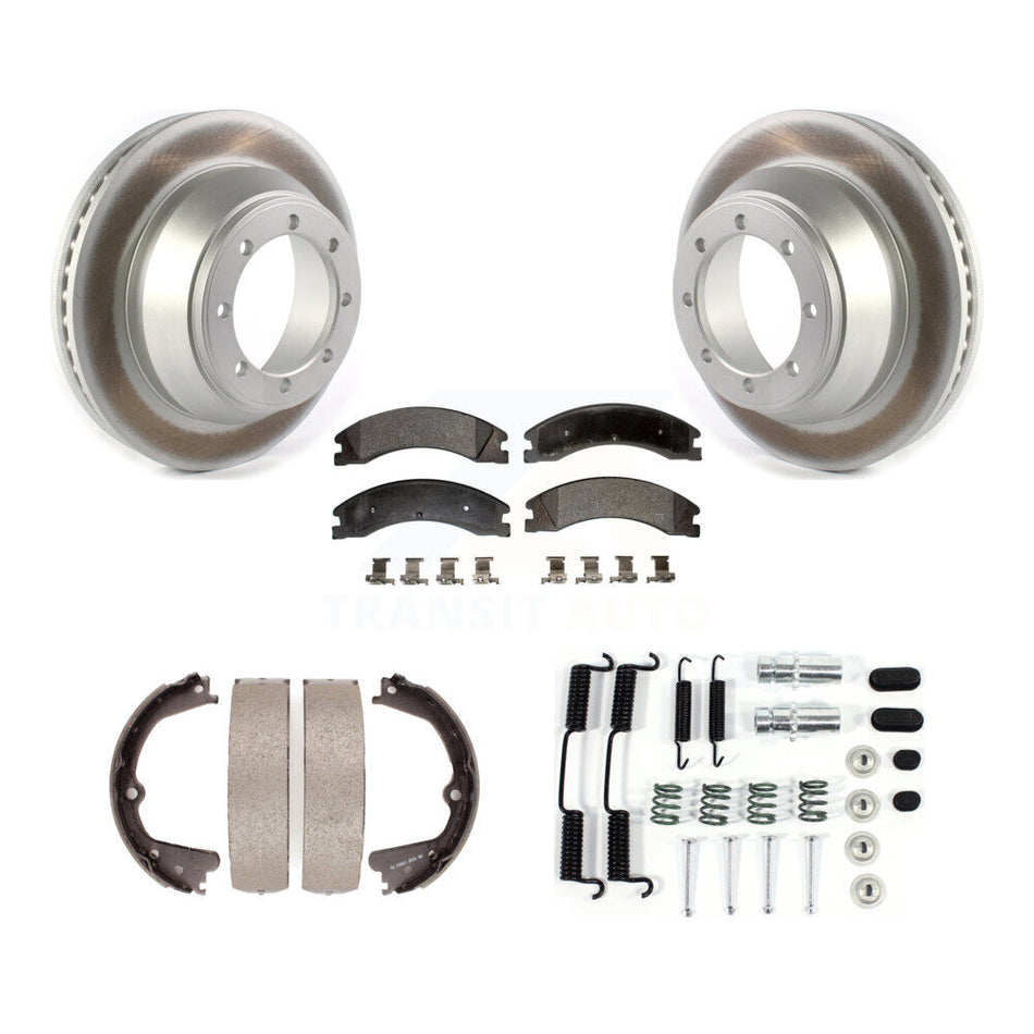 Rear Disc Coated Rotors Semi-Metallic Pads Parking Brake Shoes And Hardware Kit For KGF-103831
