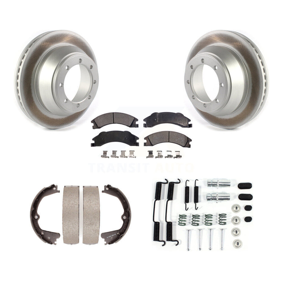 Rear Disc Coated Rotors Semi-Metallic Pads Parking Brake Shoes And Hardware Kit For KGF-103833