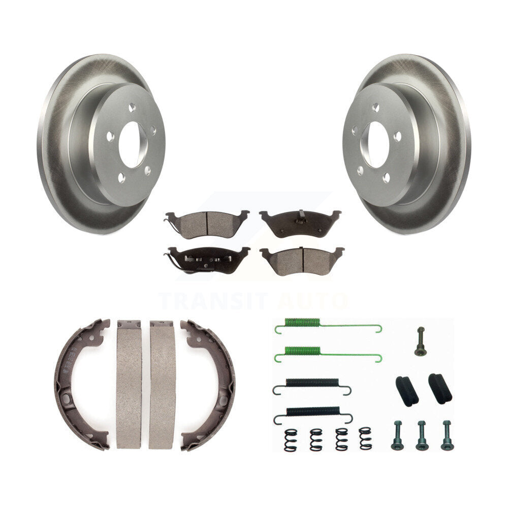 Rear Disc Coated Rotors Semi-Metallic Pads Parking Shoes & Hardware Kit For Dodge Grand KGF-103834