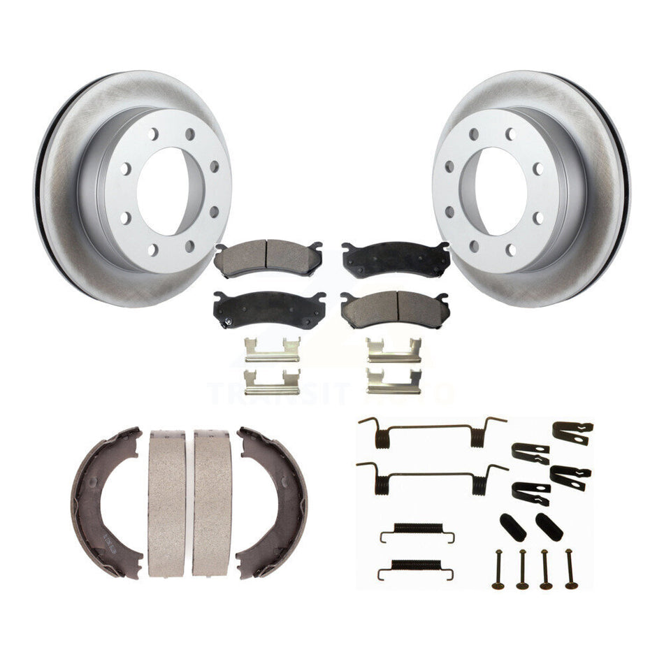 Rear Disc Coated Rotors Semi-Metallic Pads Parking Shoes Hardware Kit For Chevrolet 2500 KGF-103849