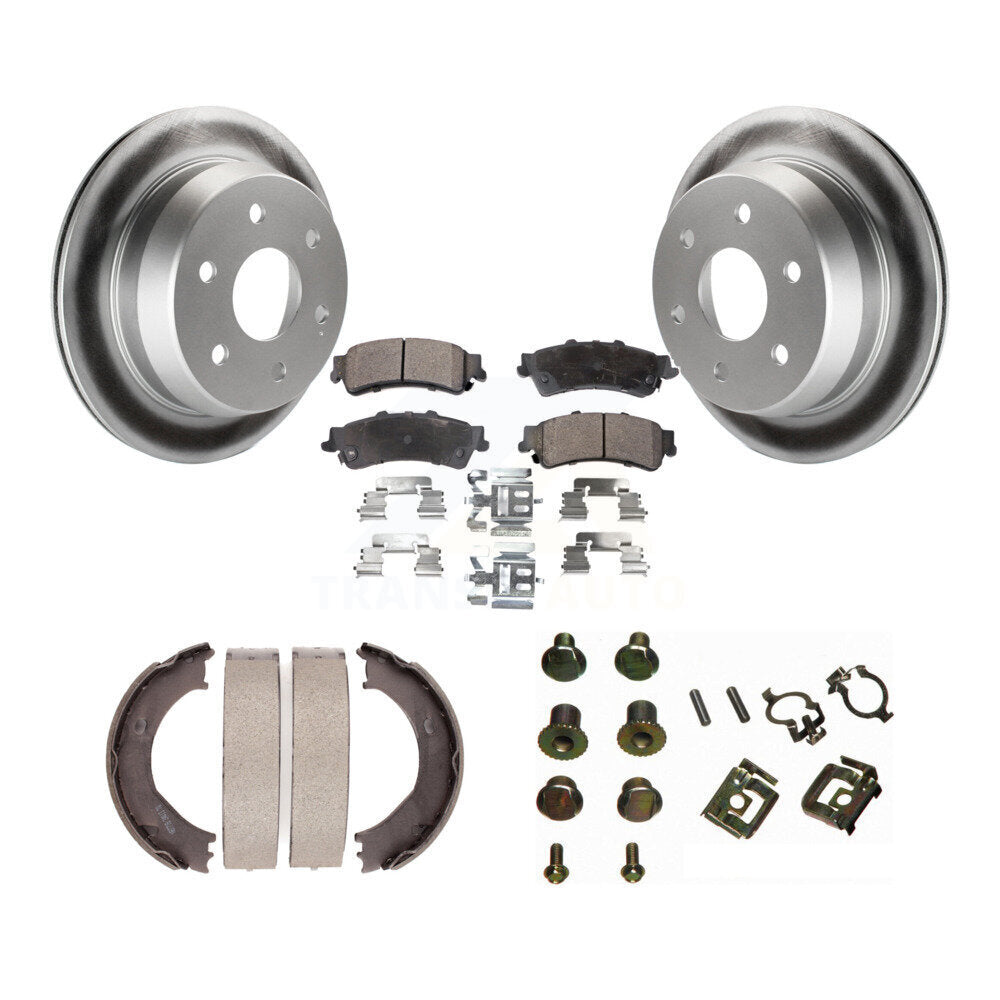 Rear Disc Coated Rotors Semi-Metallic Pads Parking Shoes Hardware Kit For Chevrolet 1500 KGF-103857