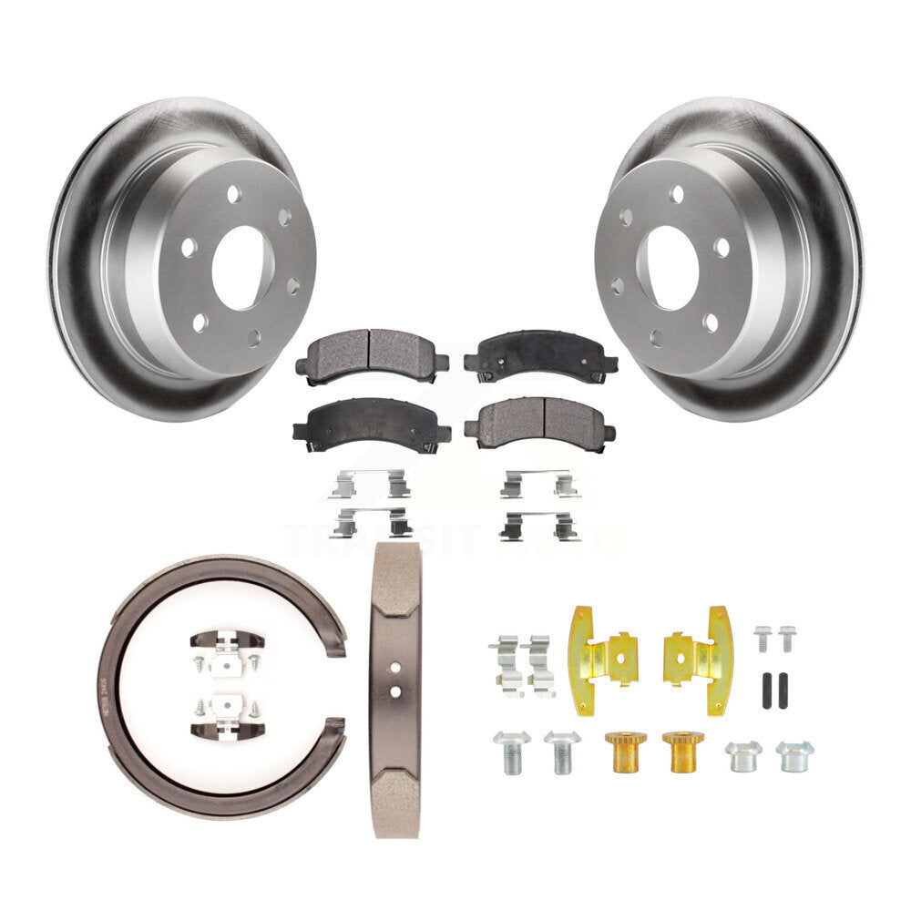 Rear Disc Coated Rotors Semi-Metallic Pads Parking Shoes Hardware Kit For Chevrolet 1500 KGF-103860