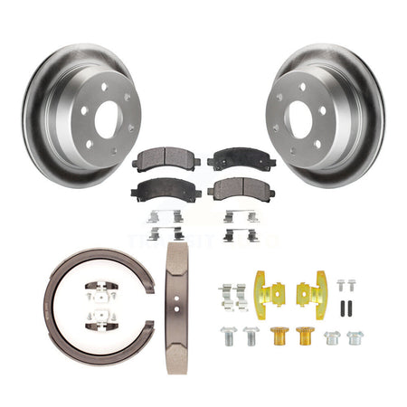 Rear Disc Coated Rotors Semi-Metallic Pads Parking Shoes Hardware Kit For Chevrolet 1500 KGF-103860