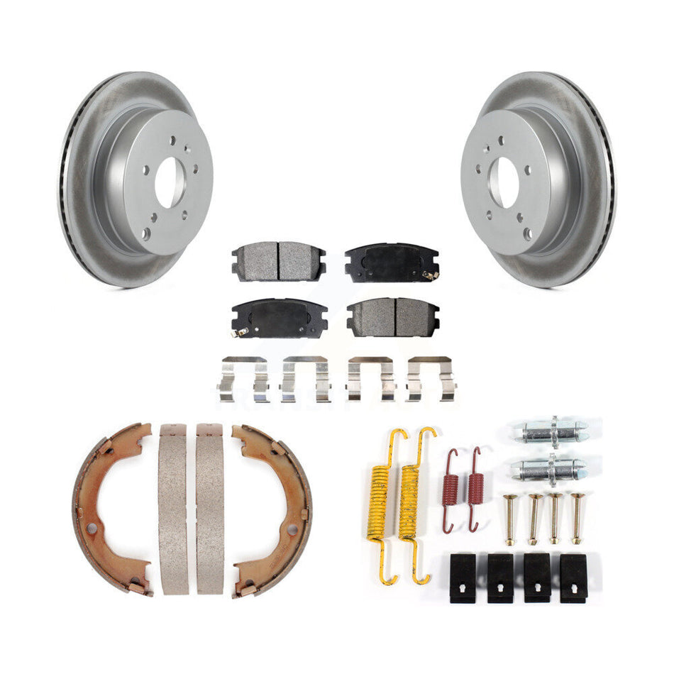 Rear Disc Coated Rotors Semi-Metallic Pads Parking Shoes & Hardware Kit For Chevrolet Vue KGF-103868