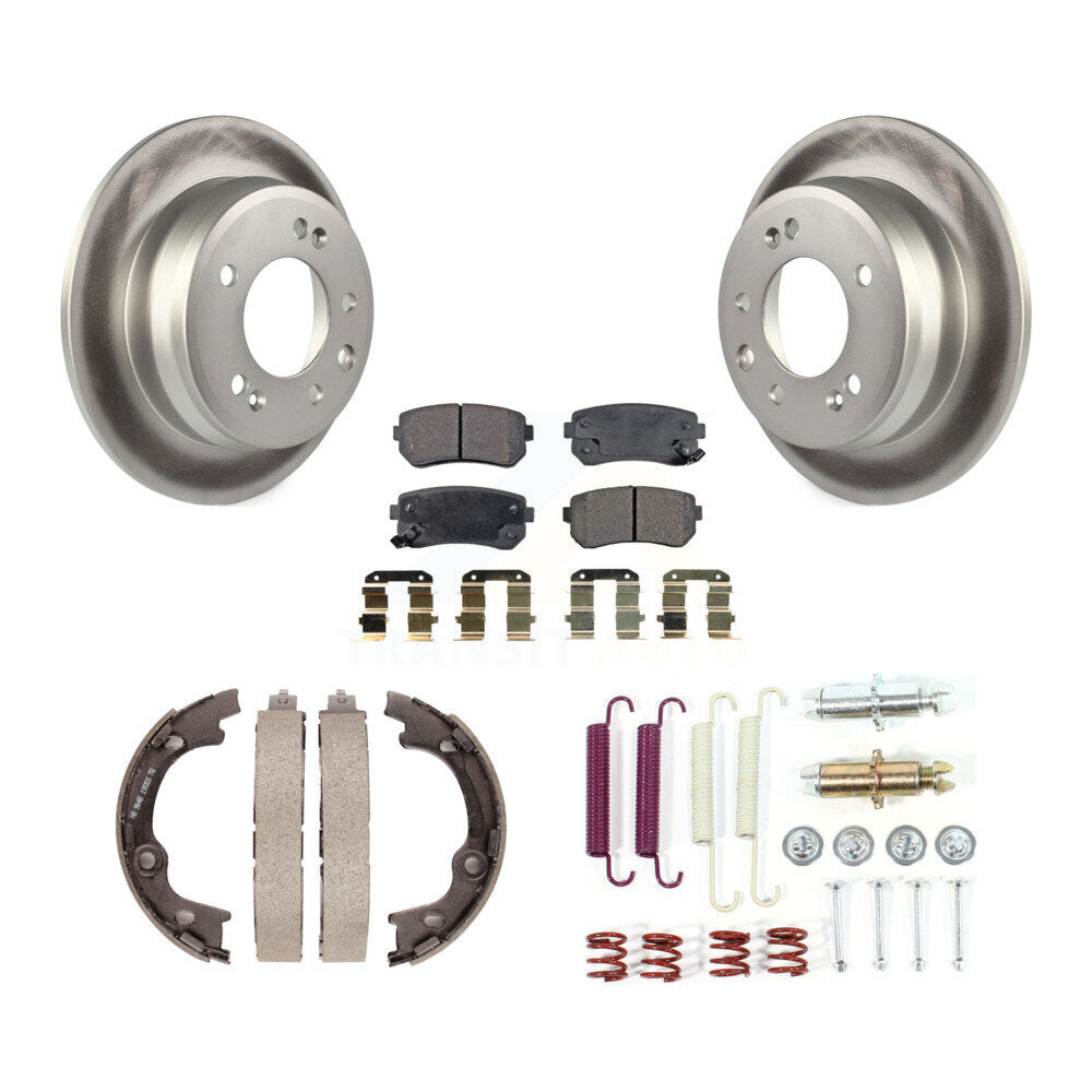 Rear Disc Coated Rotors Semi-Metallic Pads Parking Shoes Hardware Kit For Hyundai Elantra KGF-103871