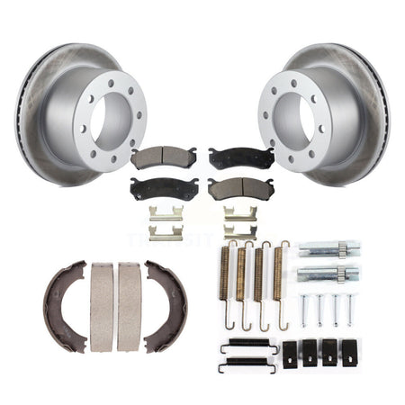 Rear Disc Coated Rotors Semi-Metallic Pads Parking Brake Shoes And Hardware Kit For KGF-103883