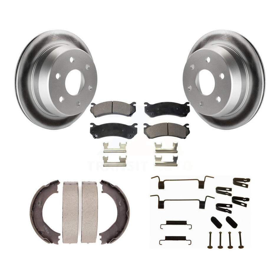 Rear Disc Coated Rotors Semi-Metallic Pads Parking Shoes Hardware Kit For Chevrolet 2500 KGF-103893