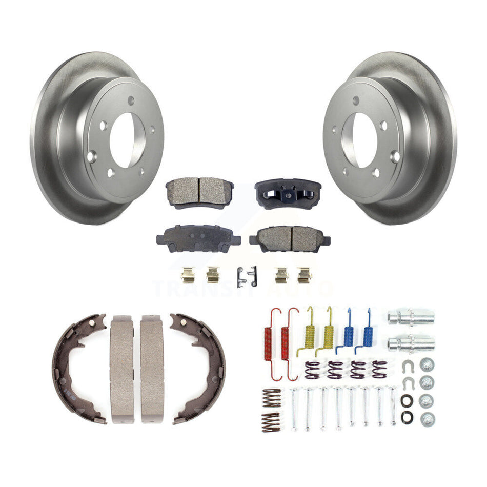 Rear Disc Coated Rotors Semi-Metallic Pads Parking Brake Shoes And Hardware Kit For KGF-103902