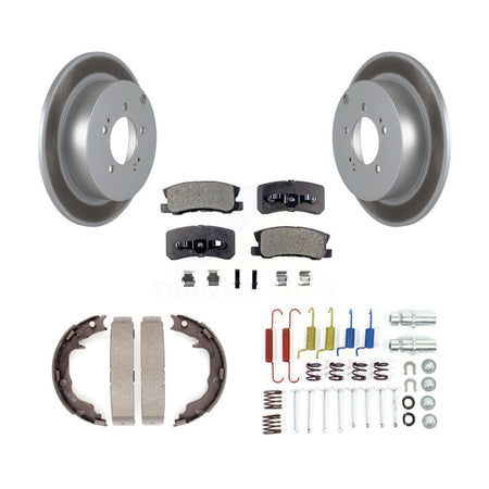 Rear Disc Coated Rotors Semi-Metallic Pads Parking Brake Shoes And Hardware Kit For KGF-103903