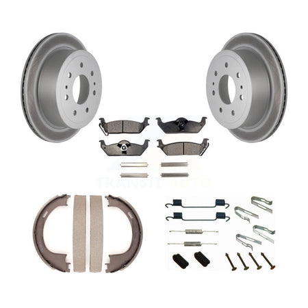 Rear Disc Coated Rotors Semi-Metallic Pads Parking Shoes Hardware Kit For Ford F-150 Mark KGF-103907