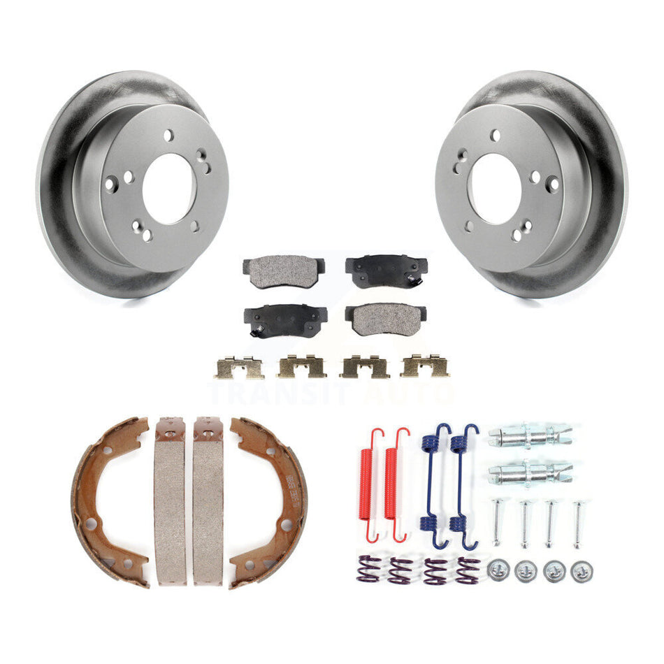 Rear Disc Coated Rotors Semi-Metallic Pads Parking Shoes Hardware Kit For Hyundai Tucson KGF-103910