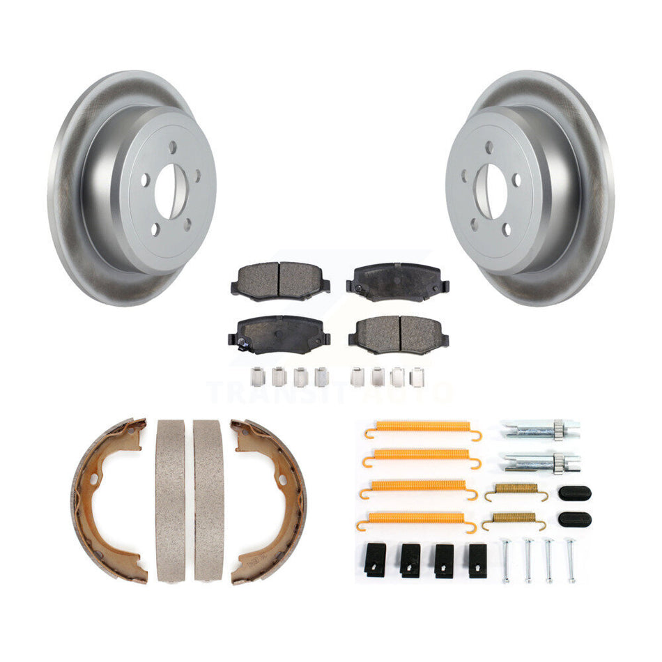 Rear Disc Coated Rotors Semi-Metallic Pads Parking Shoes & Hardware Kit For Jeep Liberty KGF-103917