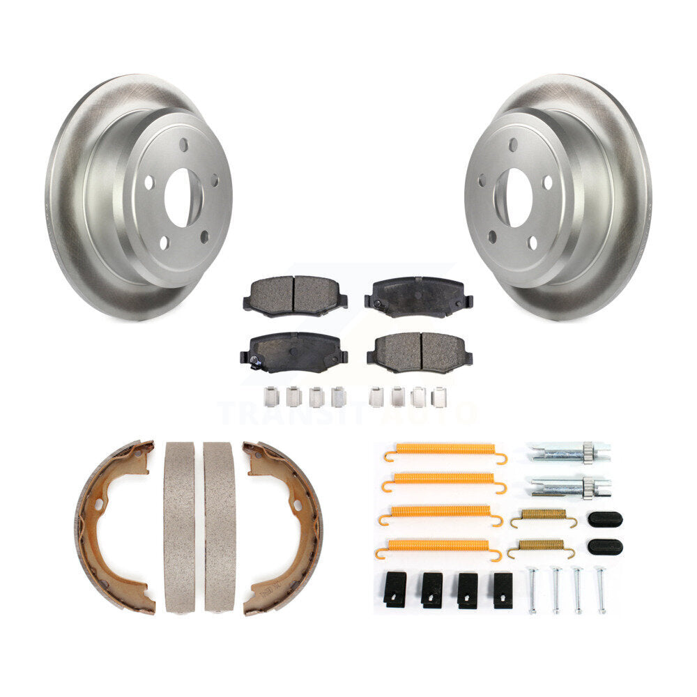 Rear Disc Coated Rotors Semi-Metallic Pads Parking Shoes & Hardware Kit For Jeep Wrangler KGF-103918