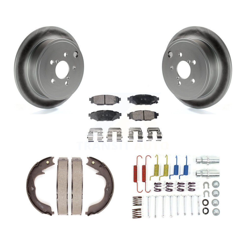 Rear Disc Coated Rotors Semi-Metallic Pads Parking Shoes Hardware Kit For Subaru Impreza KGF-103921