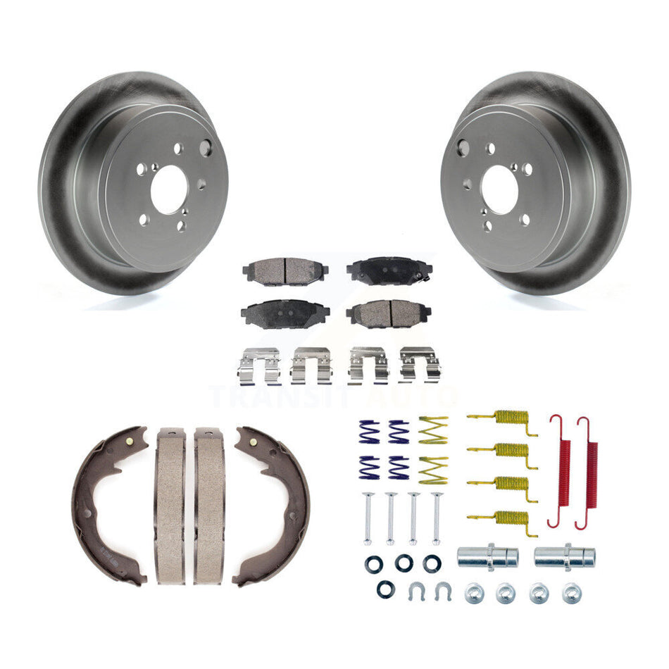 Rear Disc Coated Rotors Semi-Metallic Pads Parking Shoes Hardware Kit For Subaru Outback KGF-103923