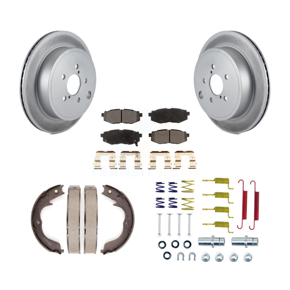 Rear Disc Coated Rotors Semi-Metallic Pads Parking Shoes Hardware Kit For Subaru Outback KGF-103924