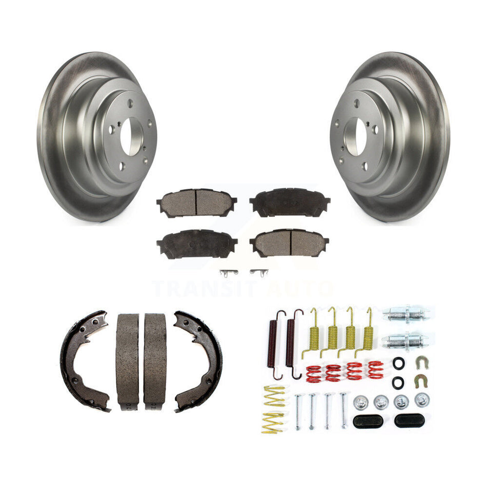 Rear Disc Coated Rotors Semi-Metallic Pads Parking Shoes Hardware Kit For Subaru Impreza KGF-103927