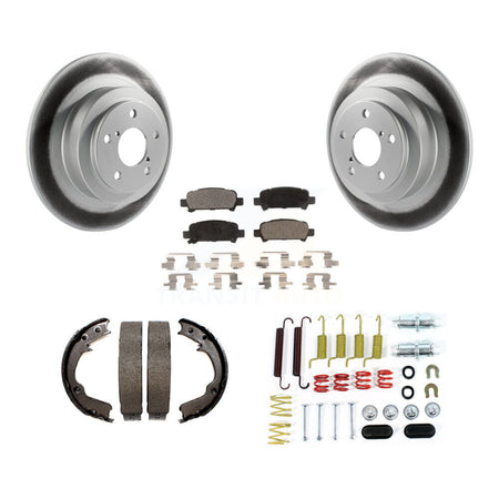 Rear Disc Coated Rotors Semi-Metallic Pads Parking Shoes & Hardware Kit For Subaru Legacy KGF-103929